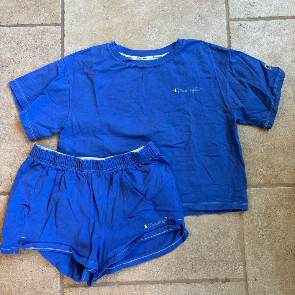 Champion Blue Shirt And Shorts Set